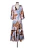 Hutch 100% Polyester Print Blue Casual Dress Size S - photo 1