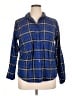 St. John's Bay 100% Cotton Plaid Blue 3/4 Sleeve Button-Down Shirt Size XL - photo 1