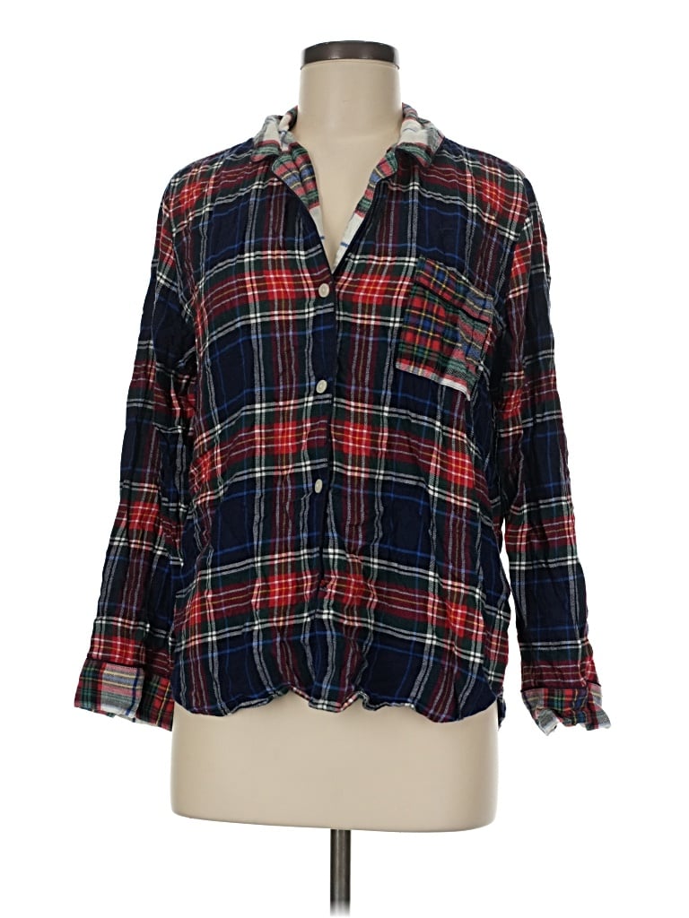 Pre-owned Love By Gap Long Sleeve Button Down Shirt In Blue