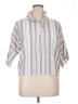 Sandro 100% Polyester Stripes Ivory Short Sleeve Blouse Size XL (4) - photo 1