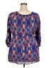 One World 100% Rayon Purple 3/4 Sleeve Blouse Size 2X - photo 2