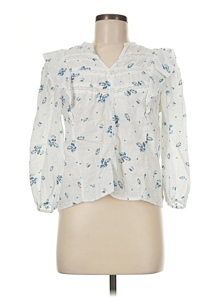 Pre-owned A.n.a. A New Approach 3/4 Sleeve Blouse In Ivory