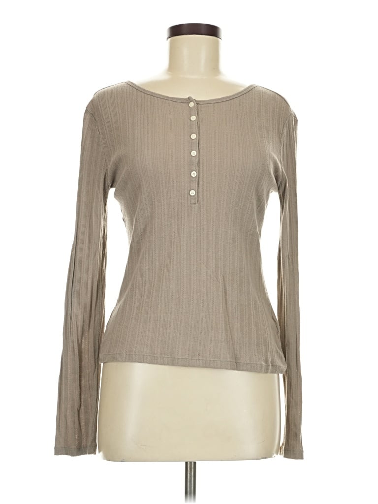 Pre-owned Gap Long Sleeve Henley Shirt In Tan