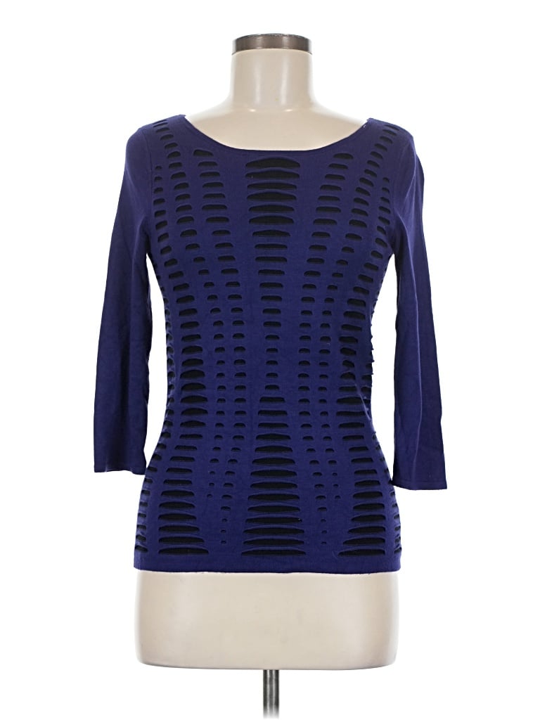 Pre-owned Express 3/4 Sleeve Top Blue Boatneck Tops