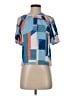 THML 100% Rayon Color Block Blue Short Sleeve Blouse Size XS - photo 1