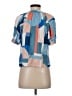 THML 100% Rayon Color Block Blue Short Sleeve Blouse Size XS - photo 2