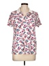 Lands' End 100% Cotton Print Ivory Short Sleeve Blouse Size L - photo 1