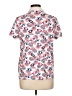 Lands' End 100% Cotton Print Ivory Short Sleeve Blouse Size L - photo 2