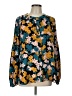 CAbi 100% Polyester Floral Teal Long Sleeve Blouse Size L - photo 1
