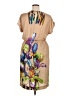 Unbranded Print Tan Casual Dress Size EU 46 / US 16 - photo 2