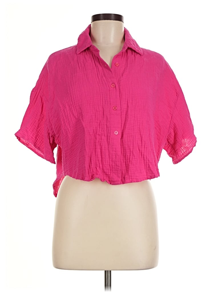 Pre-owned Forever 21 Short Sleeve Blouse In Pink
