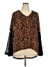 Lucky & Blessed Animal Print Brown Long Sleeve Blouse Size 2X - photo 1