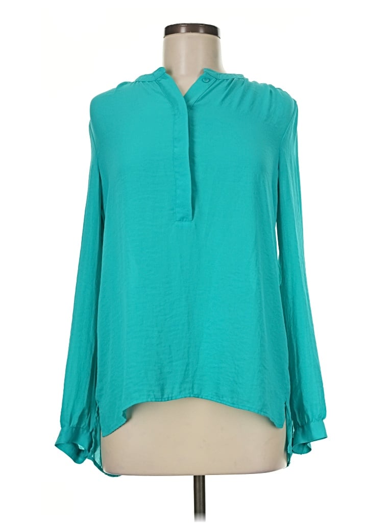 Pre-owned A.n.a. A New Approach Long Sleeve Blouse In Teal