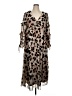 New Look 100% Polyester Animal Print Tan Casual Dress Size 14 - photo 1