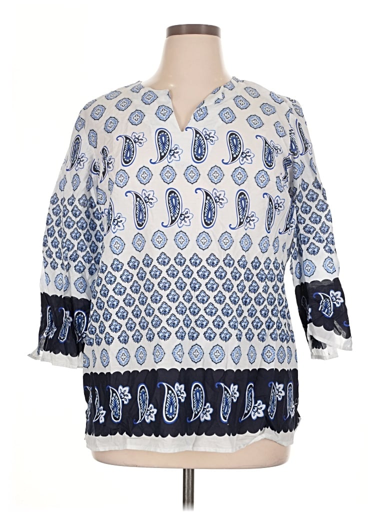 Pre-owned Talbots 3/4 Sleeve Blouse In Blue