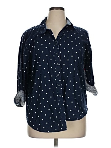 Basic Editions 3/4 Sleeve Button-Down Shirt (view 1)