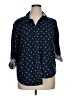 Basic Editions 100% Cotton Polka Dots Blue 3/4 Sleeve Button-Down Shirt Size XL - photo 1