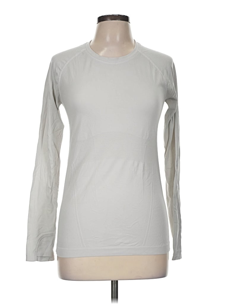 Pre-owned Athleta Long Sleeve T-shirt In Silver