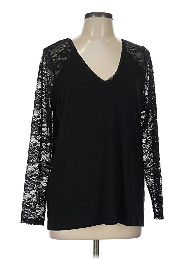 Pre-owned Torrid Long Sleeve Top Black V-neck Tops