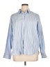SPANX 100% Cotton Stripes Blue Long Sleeve Button-Down Shirt Size XL - photo 1