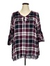 Catherines 100% Rayon Plaid Multi Color Purple 3/4 Sleeve Blouse Size 2X - photo 1