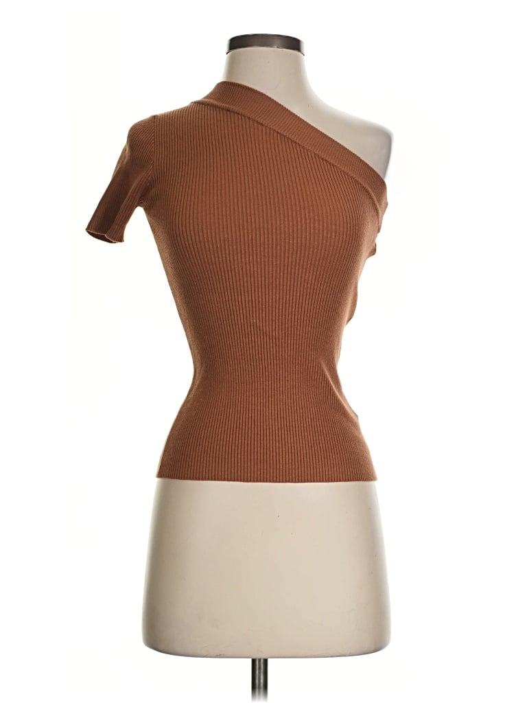 Pre-owned Wishlist Short Sleeve Turtleneck In Brown