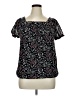 Ember 100% Polyester Black Short Sleeve Blouse Size XL - photo 1