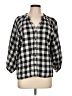 Time and Tru 100% Polyester Checkered-gingham Black 3/4 Sleeve Blouse Size L - photo 1