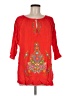 Assorted Brands 100% Rayon Red 3/4 Sleeve Blouse Size M - photo 1