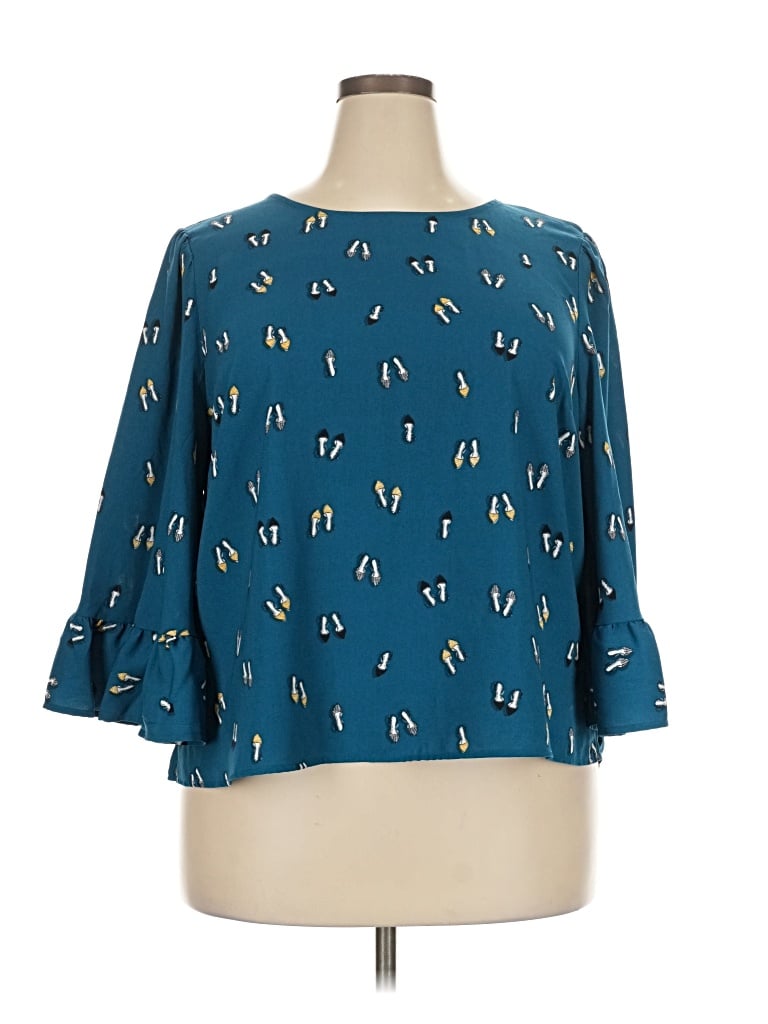 Pre-owned Apt. 9 3/4 Sleeve Blouse In Teal