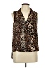 Three Eighty Two Animal Print Brown Sleeveless Blouse Size L - photo 1