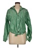 Etiquette 100% Polyester Stripes Green Long Sleeve Blouse Size M - photo 1