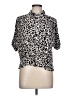 Nic + Zoe Animal Print Silver Short Sleeve Blouse Size L - photo 1