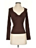 Qinsen Brown Long Sleeve Top Size S - photo 1