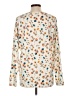 Lands' End 100% Cotton Floral Ivory Long Sleeve Blouse Size L - photo 2