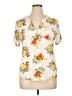 Dna Couture Floral Ivory Short Sleeve Blouse Size 1X - photo 1