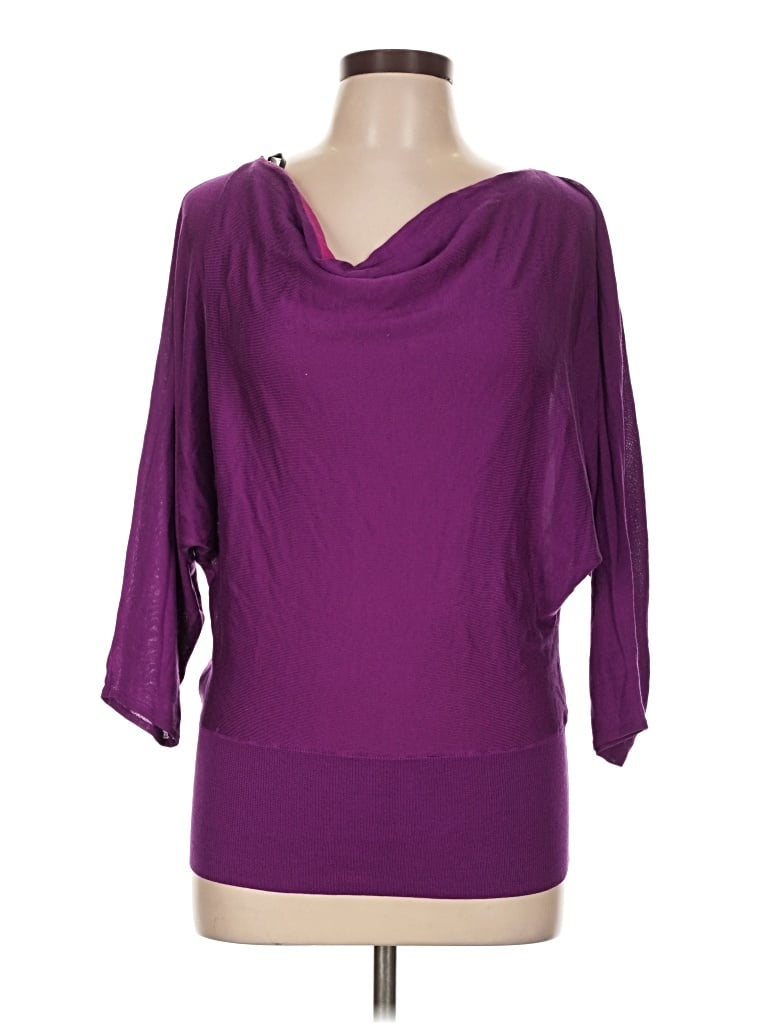 Pre-owned Josie Natori Silk Cardigan Sweater In Purple