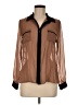 Mine 100% Polyester Color Block Brown Long Sleeve Blouse Size M - photo 1