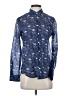 Hartford 100% Cotton Paisley Blue Long Sleeve Blouse Size (2) - photo 1
