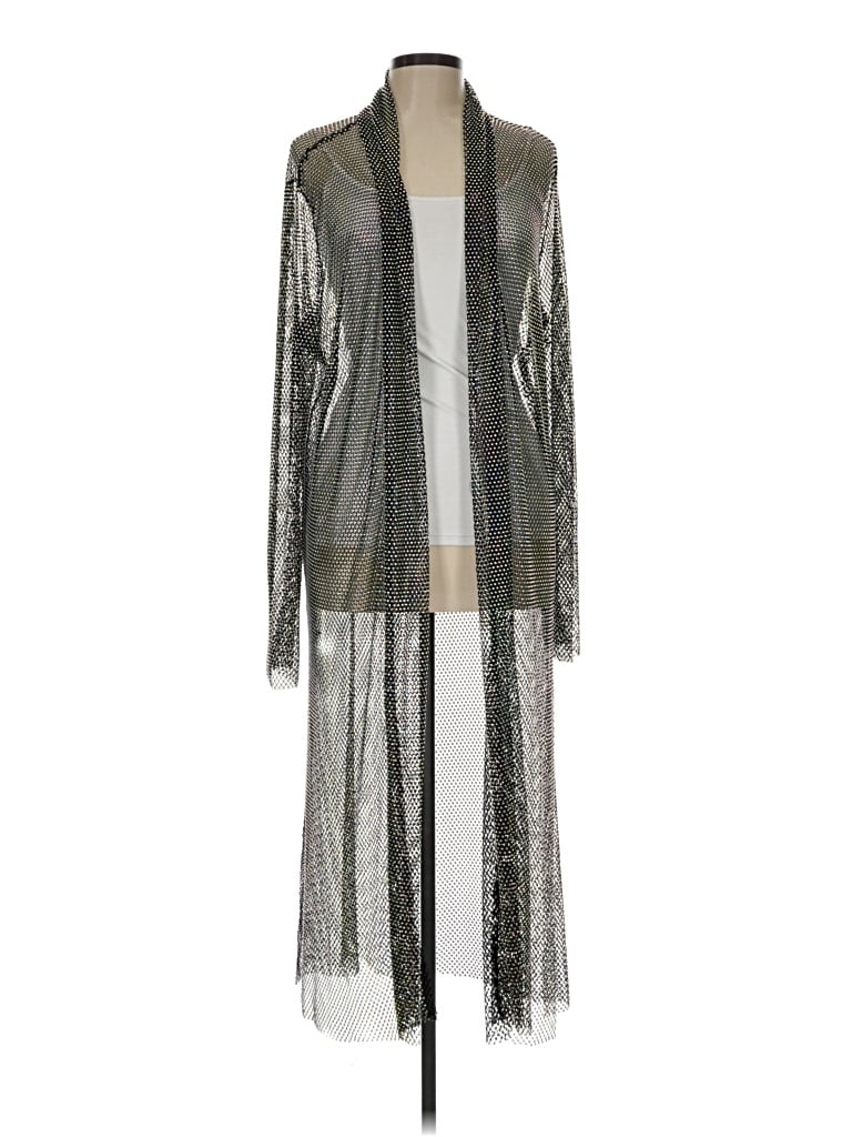 Pre-owned Steve Madden Cardigan Sweater In Silver
