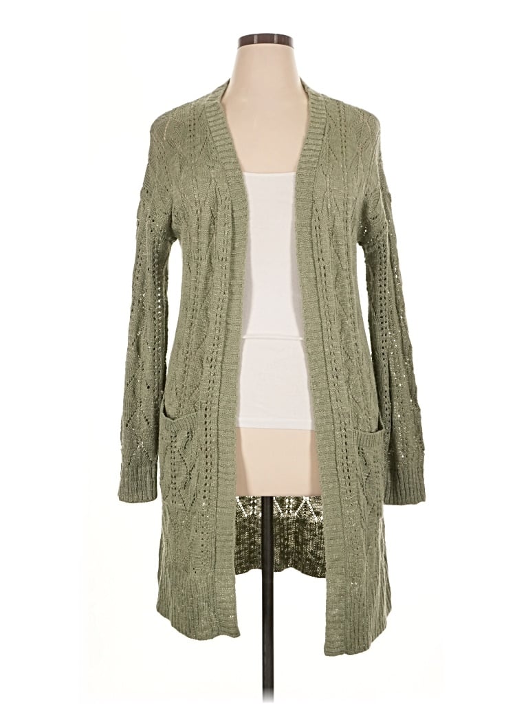 Pre-owned Pink Rose Cardigan Sweater In Green