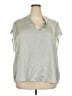Vince. 100% Silk Silver Short Sleeve Silk Top Size 3X - photo 1