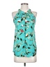 C&E Lifestyle Floral Tropical Animal Print Teal Sleeveless Blouse Size S - photo 1