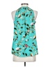 C&E Lifestyle Floral Tropical Animal Print Teal Sleeveless Blouse Size S - photo 2