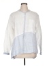 Wrap 100% Linen Color Block White Long Sleeve Blouse Size 16 - photo 1