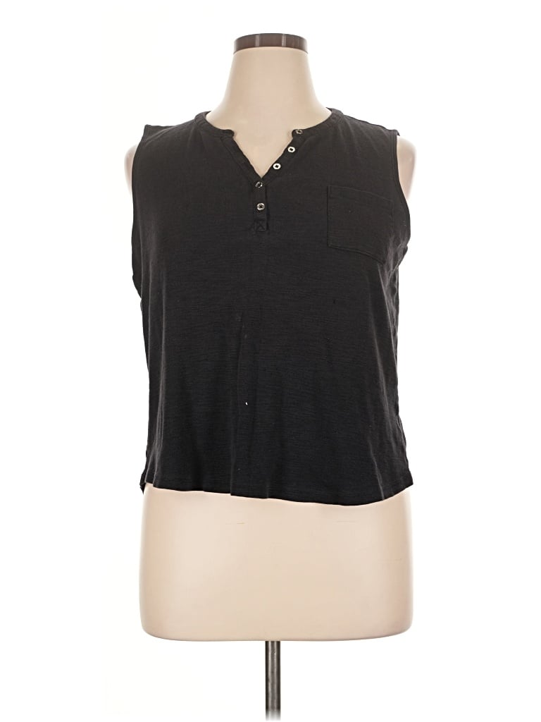 Pre-owned Liz Claiborne Sleeveless Button Down Shirt In Black