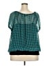 Lane Bryant 100% Polyester Teal Short Sleeve Blouse Size 22 - 24 Plus - photo 2