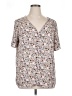 Pleione 100% Polyester Floral Ivory Short Sleeve Blouse Size XL - photo 1