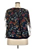 Bobeau 100% Polyester Floral Black Blue 3/4 Sleeve Blouse Size 2X - photo 2