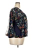 Bobeau 100% Polyester Floral Black Blue 3/4 Sleeve Blouse Size 2X - photo 4